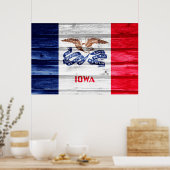 Poster Grunge du drapeau de l'État de l'Iowa (Cuisine)