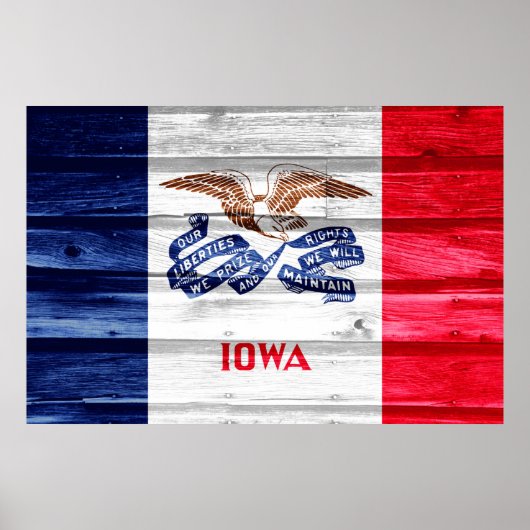 Poster Grunge du drapeau de l'État de l'Iowa (Devant)