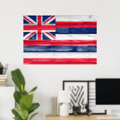 Poster Grunge du drapeau de l'État d'Hawaii (Bureau à domicile)