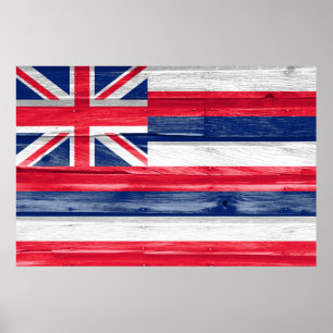 Poster Grunge du drapeau de l'État d'Hawaii