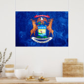 Poster Grunge du drapeau de l'État du Michigan (Cuisine)