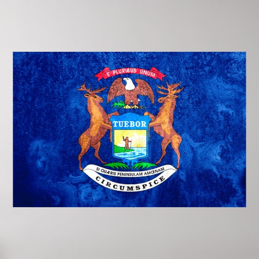 Poster Grunge du drapeau de l'État du Michigan (Devant)