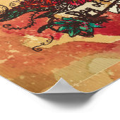 Poster Grunge, halloween, crâne, casquette mexicain, jour (Coin)