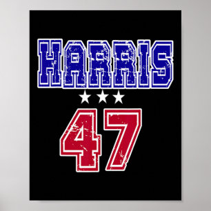 Poster Grunge Kamala Harris 2024 Pour Président Numéro 47