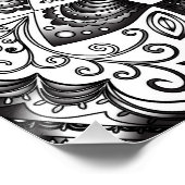 Poster Grunge Mandala noir et blanc (Coin)