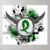 Poster Grunge Ribbon and Wings Traumatic Brain Injury TBI (Devant)