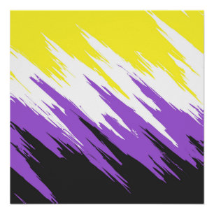 Poster Grungy Funky ZigZag Abstrait Non-binary Pride Indi