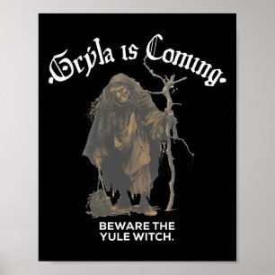 Poster Gryla Vient Attention À La Sorcière Yule Ch Island