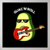 Poster Guac Et Roll Funny Rocker Avocado Pun Dark BG (Devant)