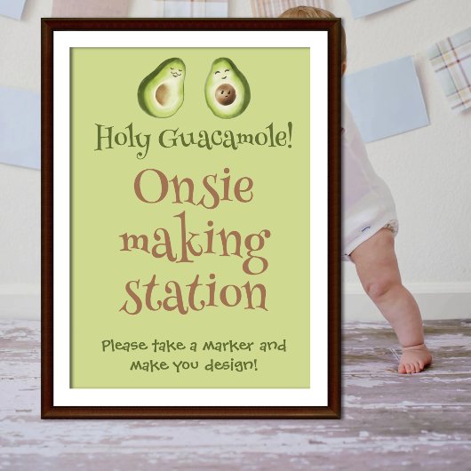 Poster Guacamole Avocado Fiesta Baby shower sur site