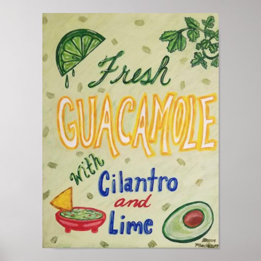 Poster Guacamole frais avec Cilantro et Lime (Devant)
