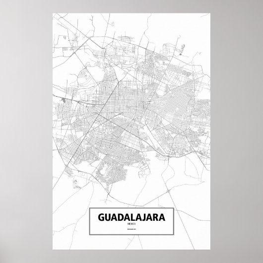 Poster Guadalajara, Mexique (noir sur blanc) (Devant)