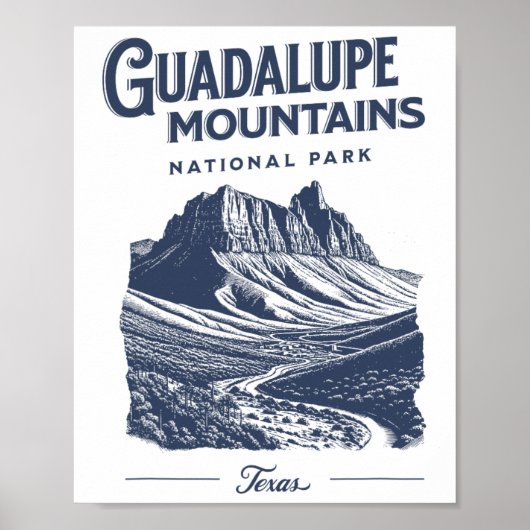 Poster Guadalupe Mountains – National Parks Tx Hiking And (Devant)