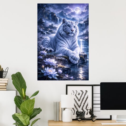 Poster Guardian White Tiger – Silent Strength and Gentle (Bureau à domicile)