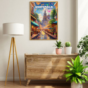 Poster Guatemala Ciudad, entre volcans et mémoire vivante