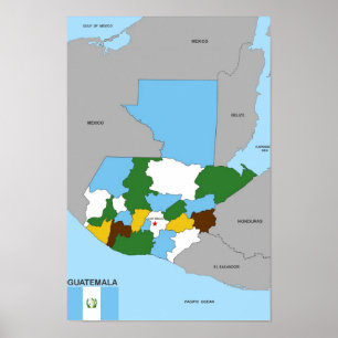Poster guatemala country political map flag