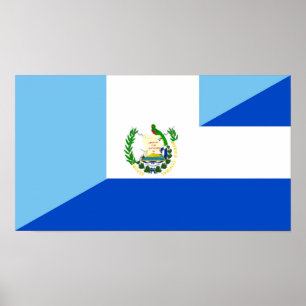 Poster guatemala el salvador demi-drapeau symbole du pays