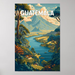 Poster Guatemala Illustration Voyage Art Vintage