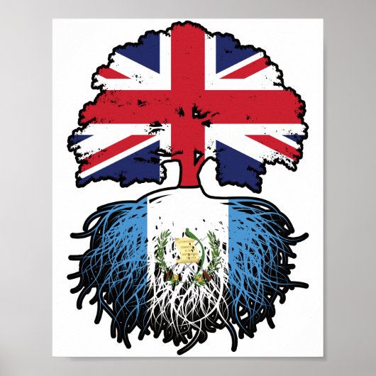 Poster Guatémaltèque Royaume-Uni Drapeau des racines d'ar (Devant)