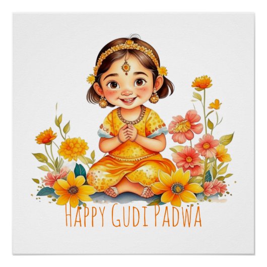 Poster Gudi Padwa Cute Girl (Devant)