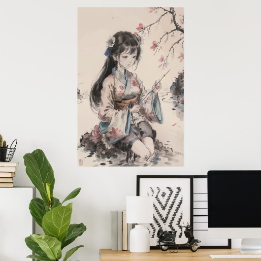 Poster Gueixa - Arte Tradicional Chinesa (Bureau à domicile)