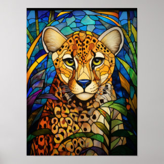 Poster Guépard de verre coloré Portrait d'art Léopard Jun