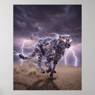 Poster Guépard Foudre Vélocité Éclair Art