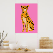 Poster Guépard minimaliste sur rose (Cuisine)