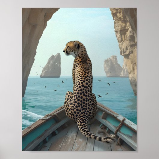 Poster GUÉPARD Profiter de la haute mer 🌊 (Devant)