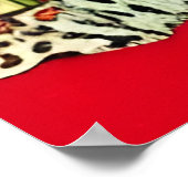 Poster Guépard sur fond rouge avec des fleurs (Coin)