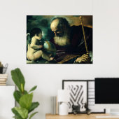 Poster Guercino - Dieu le Père et l'Ange - 1620 (Bureau à domicile)