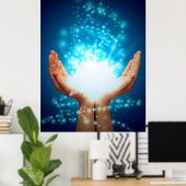 Poster Guérir les mains sur arrière - plan vert, reiki, c (Bureau à domicile)