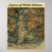 Poster Guerre civile - Capture de Mobile Alabama - Carte (Devant)