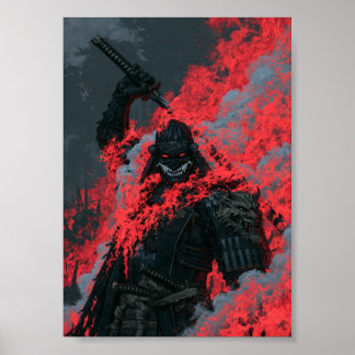 Poster Guerrier au Masque d'Oni Démoniaque