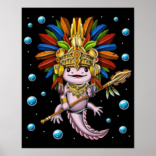 Poster Guerrier Axolotl Aztec (Devant)