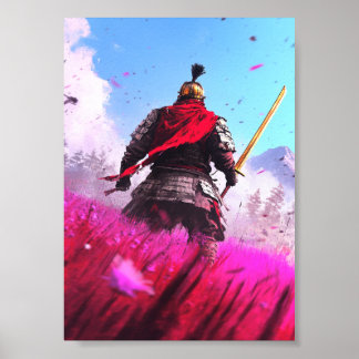 Poster Guerrier blindé avec écharpe rouge