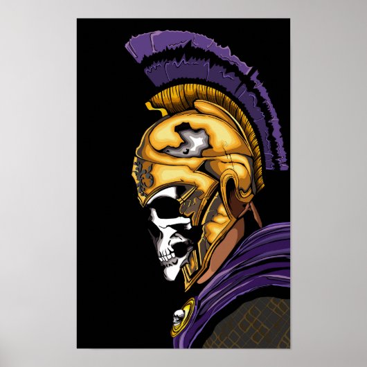 Poster Guerrier crâne avec Noir (Devant)