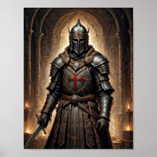 Poster Guerrier de la croisade fantastique dans une crypt