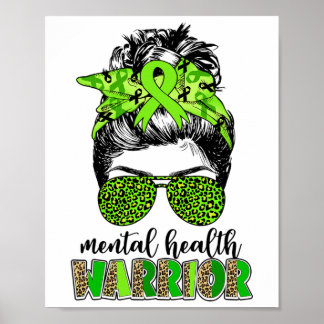 Poster Guerrier de la santé Messy Bun Problèmes de santé