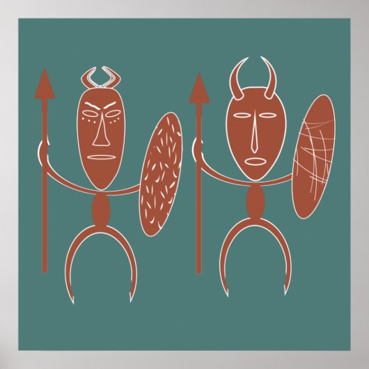 Poster guerrier de la tribu abstraite africaine (Devant)