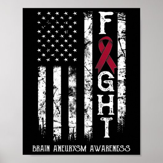 Poster Guerrier de l'anévrisme cérébral Drapeau américain (Devant)