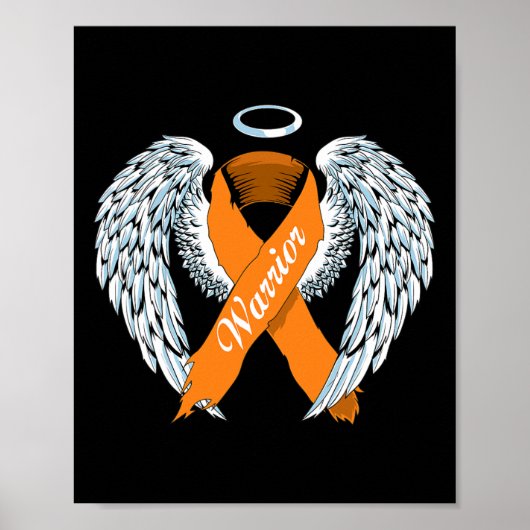 Poster Guerrier De Sensibilisation Orange Ruban Et Anges (Devant)