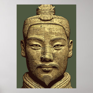 Poster Guerrier en terre cuite - Art doré antique