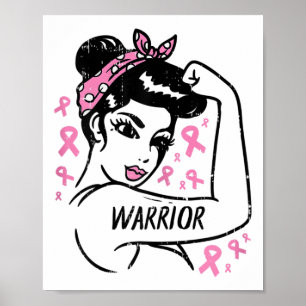 Poster Guerrier incassable rose Ruban cancer du sein Awar