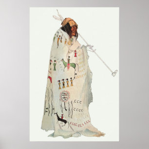 Poster Guerrier indien avec le portrait de tuyau par Karl