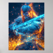 Poster Guerrier médiéval néon - Chevalier Cyber-Imaginair (Devant)