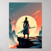 Poster Guerrier Minimaliste avec Gaming d'Épée (Devant)