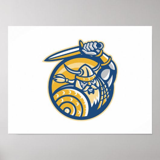 Poster Guerrier Norse Viking Avec Épée Et Bouclier (Devant)