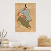 Poster guerrier samouraï avec combat d'épée katana (Cuisine)