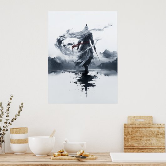 Poster Guerrier samouraï en action 🗡️🌪️ (Cuisine)